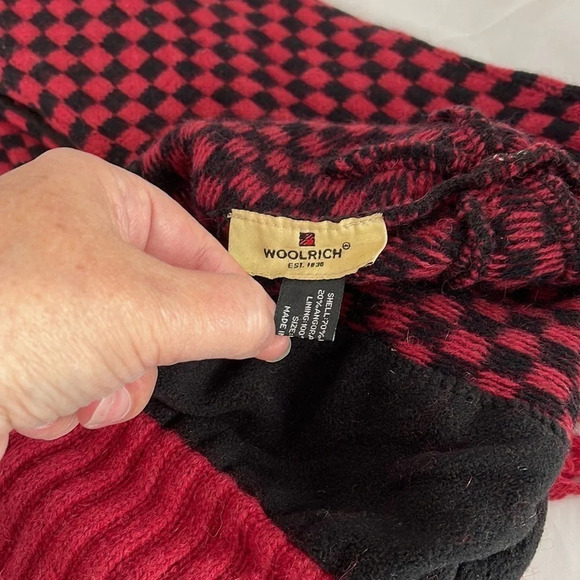 WOOLRICH Wool Angora Checkered Matching Hat and Scarf Set Raspberry Black OS - Picture 4 of 7